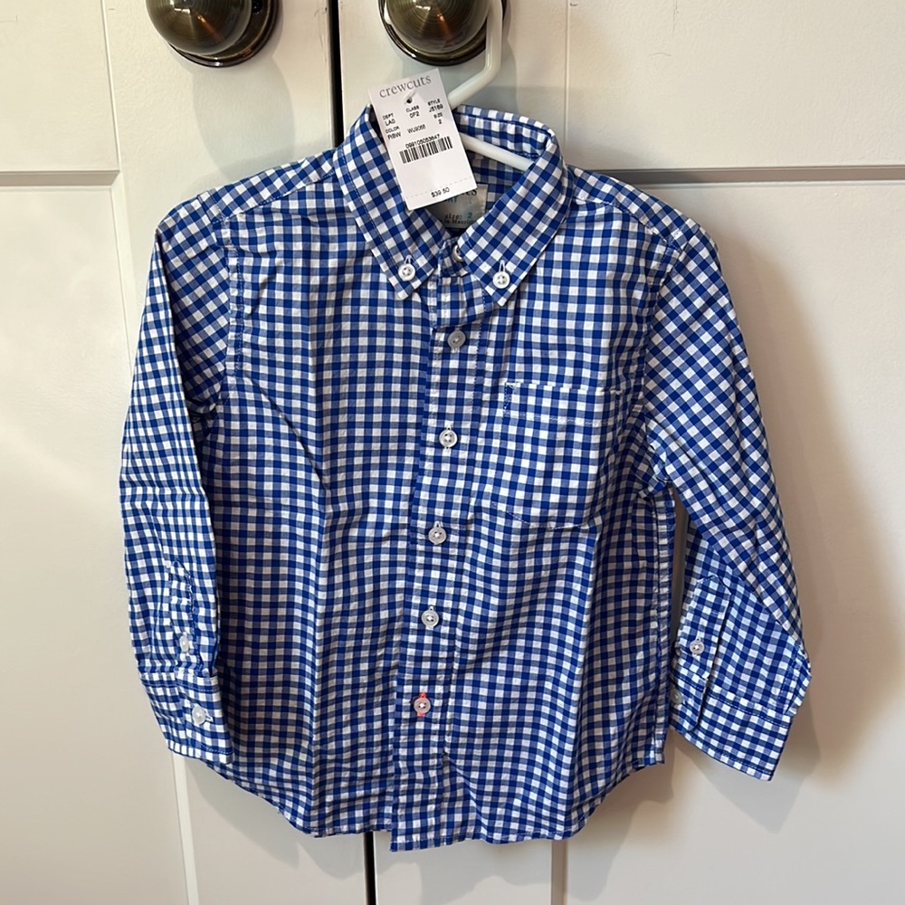 Crewcuts- size 2 boys button down- blue check